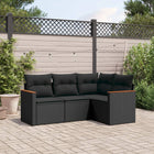 4-Delige Loungeset Met Kussens Poly Rattan Zwart