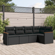 Loungeset 5-delig poly rattan zwart