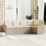 Loungeset 5-delig poly rattan beige