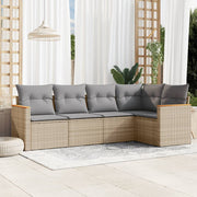 Loungeset 5-delig poly rattan gemengd beige