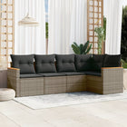 5-Delige Loungeset Met Kussens Poly Rattan Grijs