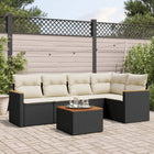 Loungeset 6-delig poly rattan zwart met kussens