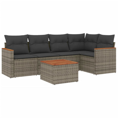 6-Delige Loungeset Met Kussens Poly Rattan Grijs