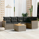 6-piece Lounge Set with Cushions Poly Rattan Grey