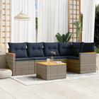 6-piece garden sofa set with cushions, gray poly rattan