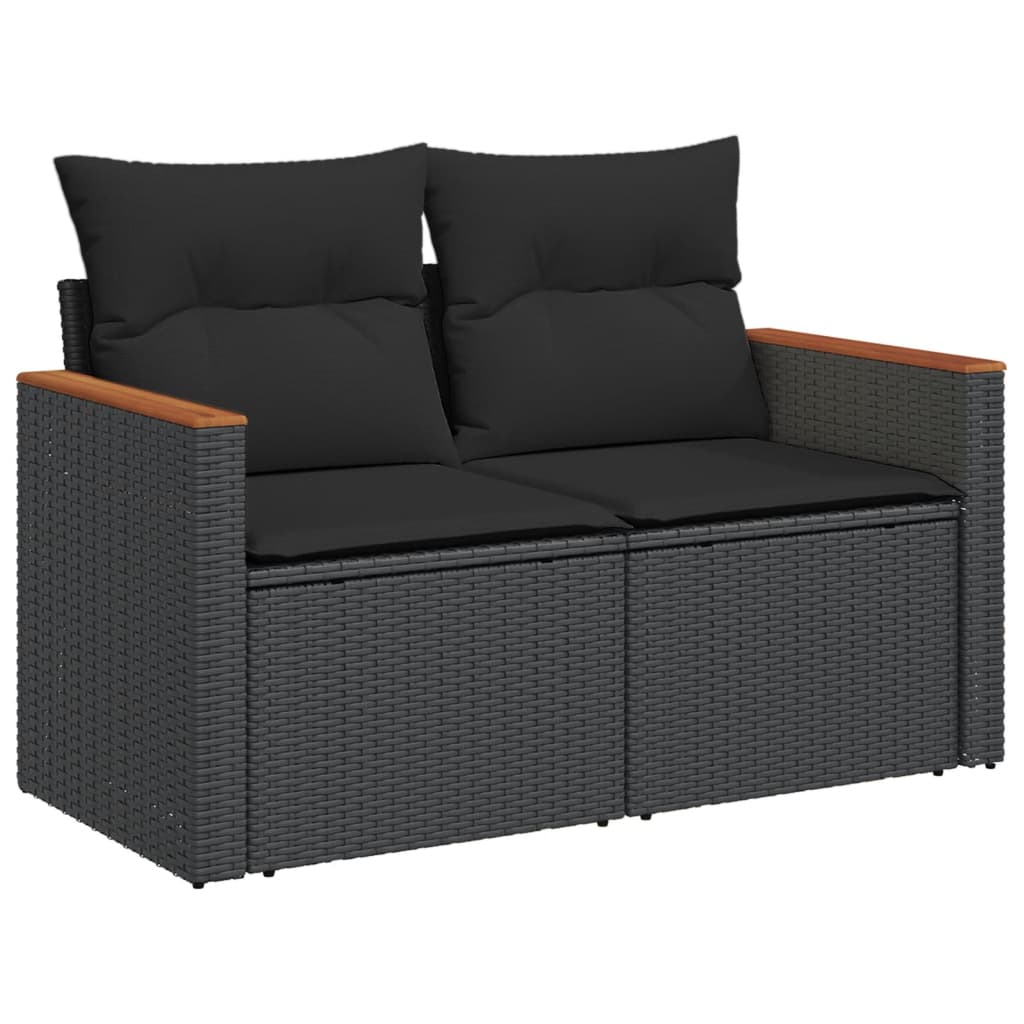 5-Delige Loungeset Met Kussens Poly Rattan Zwart