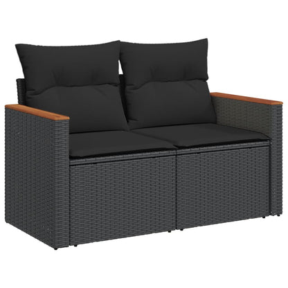 5-Delige Loungeset Met Kussens Poly Rattan Zwart