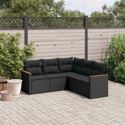 Loungeset 5-delig poly rattan zwart