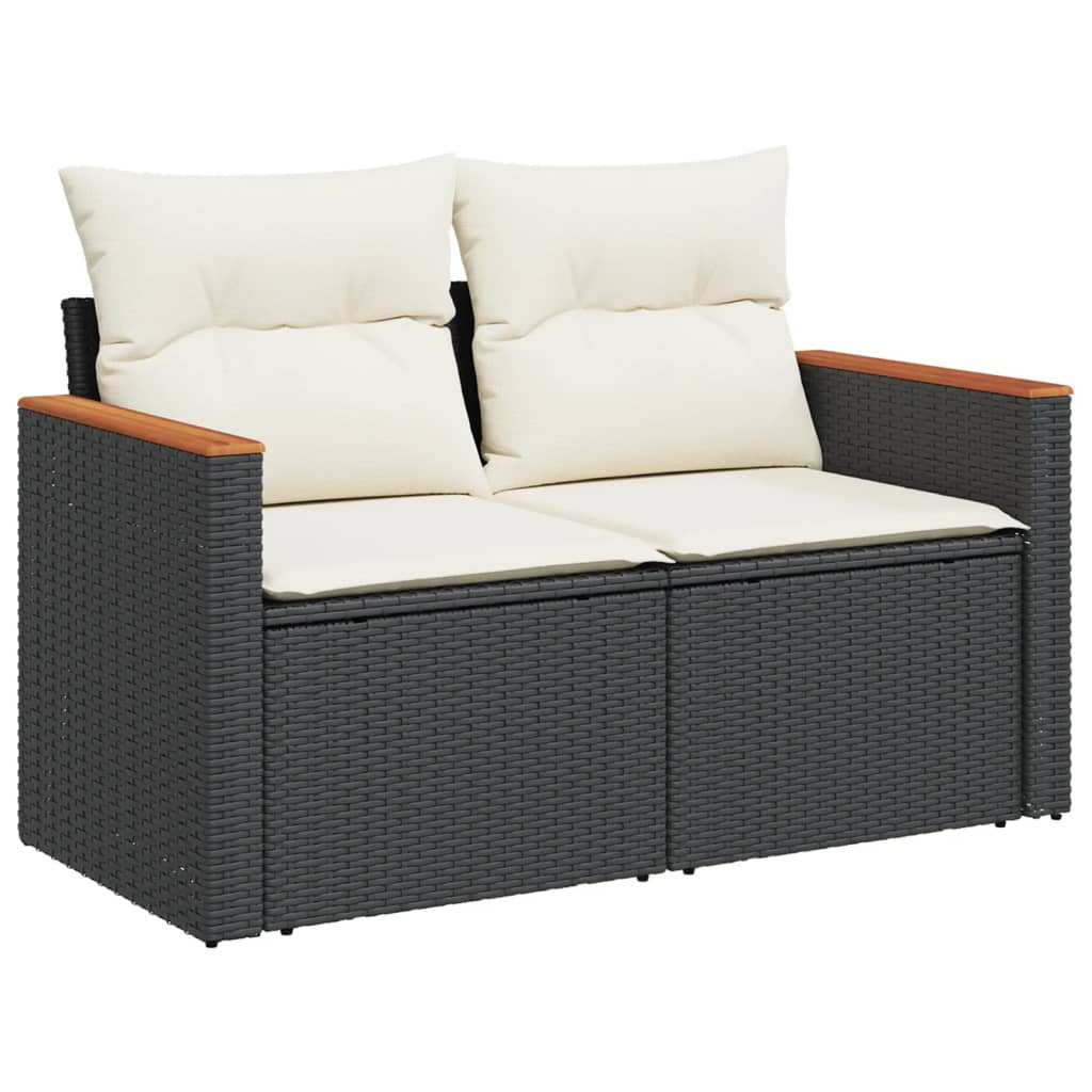 5-Delige Loungeset Met Kussens Poly Rattan Zwart