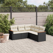 5-Piece Loungeset with Cushions Poly Rattan Black
