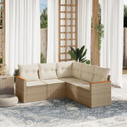 Loungeset 5-delig poly rattan beige