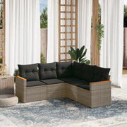 Loungeset 5-delig poly rattan grijs