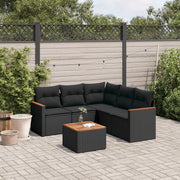 Loungeset 6-delig poly rattan zwart
