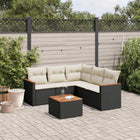 Loungeset 6-delig poly rattan zwart
