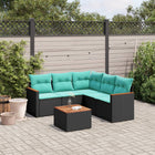 6-piece garden lounge set with cushions black poly rattan