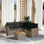 Loungeset 6-delig poly rattan grijs