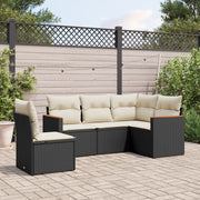 Loungeset 5-delig poly rattan zwart