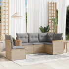 5-Delige Loungeset Met Kussens Poly Rattan Gemengd Beige