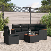 Loungeset 6-delig poly rattan zwart