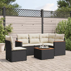 6-piece Lounge Set with cushions poly rattan black