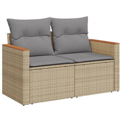 6-Delige Loungeset Met Kussens Poly Rattan Gemengd Beige