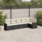 6-piece Lounge Set with cushions poly rattan black