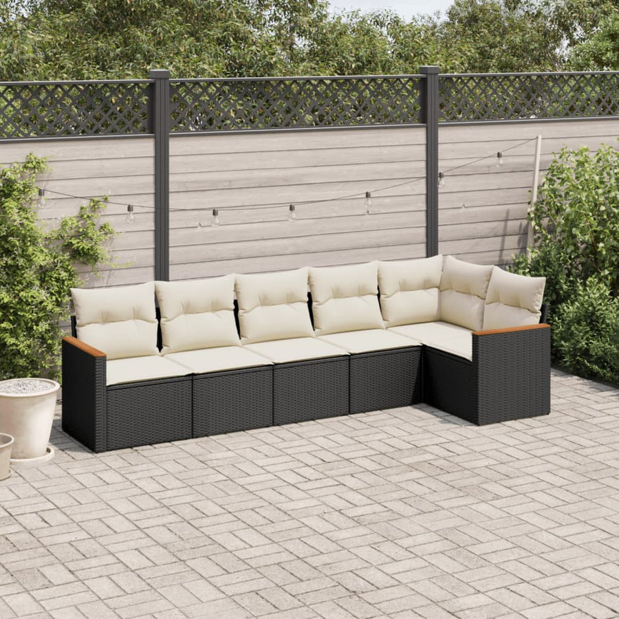 6-Delige Loungeset Met Kussens Poly Rattan Zwart