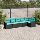 6-piece garden lounge set with cushions black poly rattan