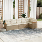 6-Delige Loungeset Met Kussens Poly Rattan Beige