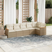 Loungeset 6-delig poly rattan beige