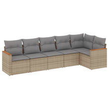 6-Delige Loungeset Met Kussens Poly Rattan Gemengd Beige