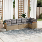 6-Delige Loungeset Met Kussens Poly Rattan Gemengd Beige