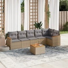 7-Delige Loungeset Met Kussens Poly Rattan Gemengd Beige