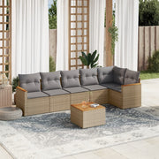 Loungeset 7-delig poly rattan gemengd beige