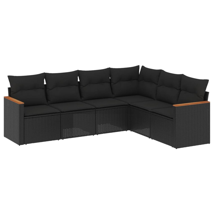 6-Delige Loungeset Met Kussens Poly Rattan Zwart