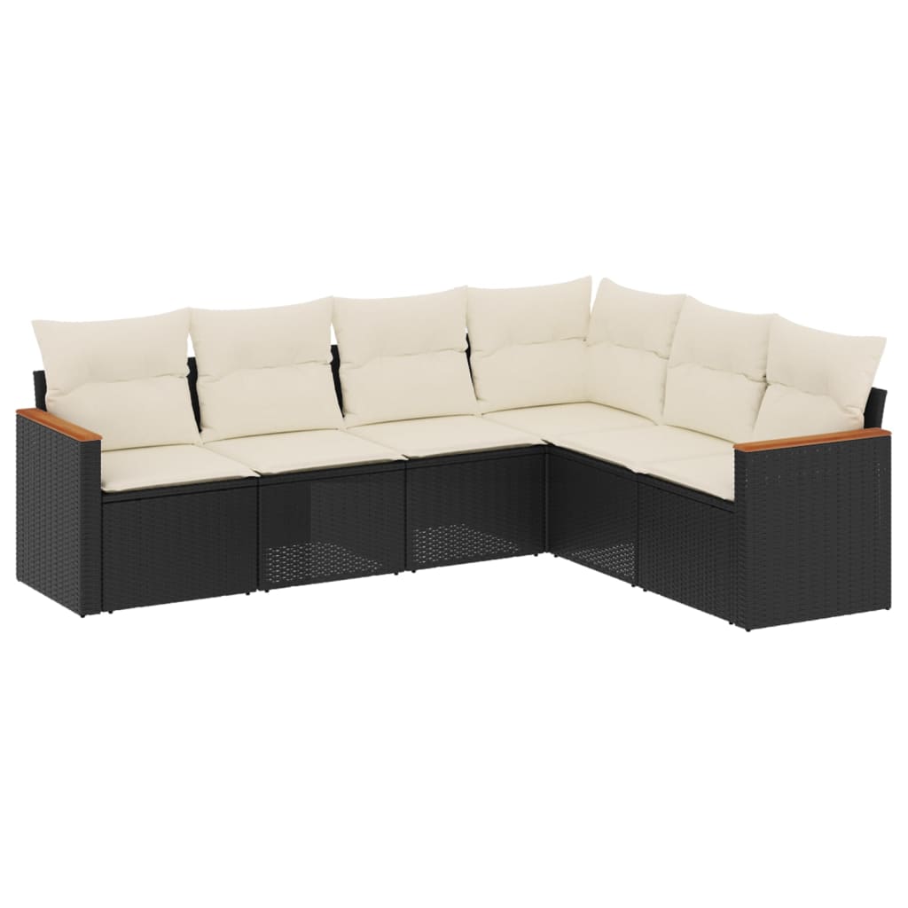 6-Delige Loungeset Met Kussens Poly Rattan Zwart