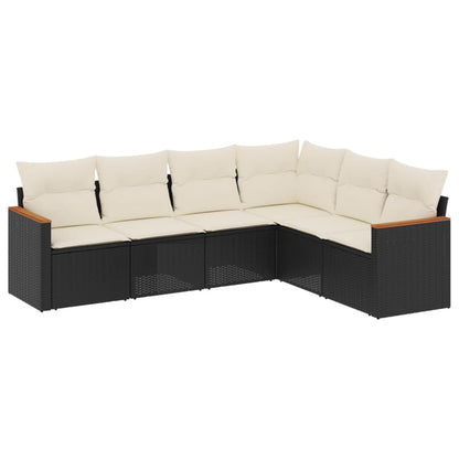 6-Delige Loungeset Met Kussens Poly Rattan Zwart