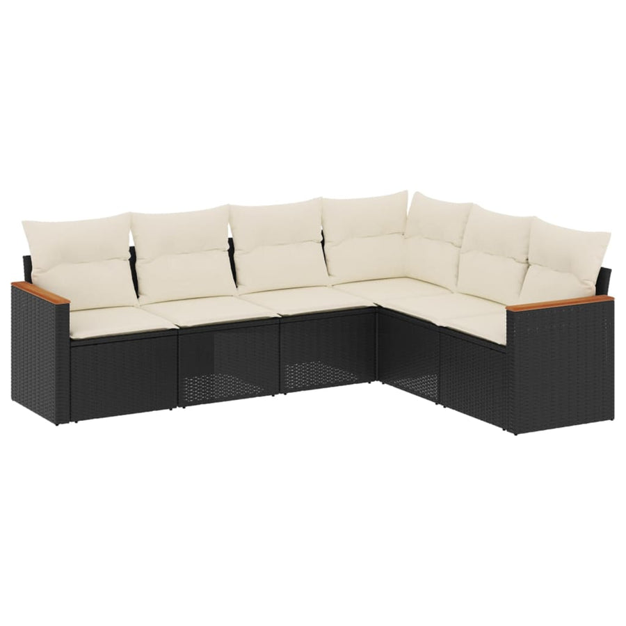 6-Delige Loungeset Met Kussens Poly Rattan Zwart