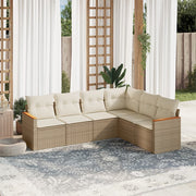 6-piece Lounge Set with cushions poly rattan beige