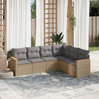 6-piece Lounge Set with Cushions Poly Rattan Mixed Beige
