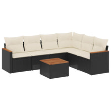 7-Delige Loungeset Met Kussens Poly Rattan Zwart