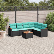 Tuinbankset 7-delig polyrotan zwart acaciahout