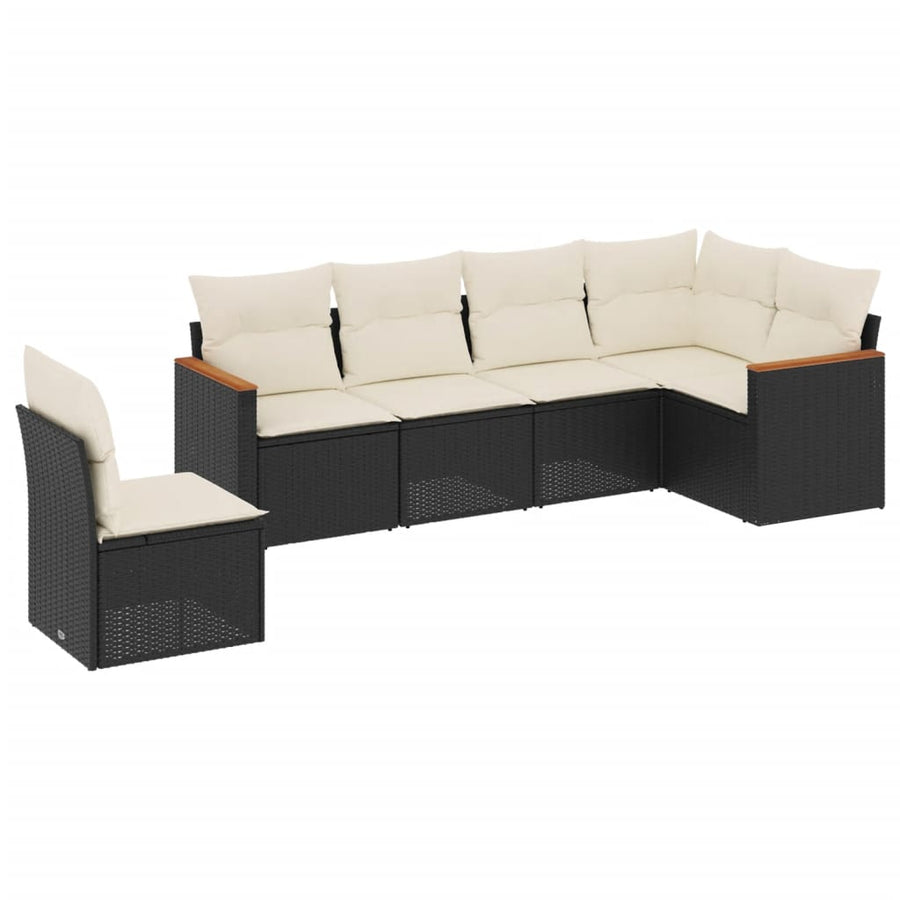 6-Delige Loungeset Met Kussens Poly Rattan Zwart