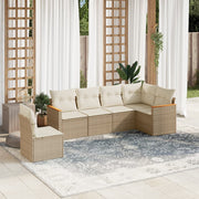 Loungeset 6-delig poly rattan beige