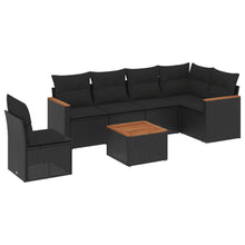 7-Delige Loungeset Met Kussens Poly Rattan Zwart