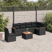 Loungeset 7-delig poly rattan zwart