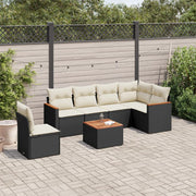 Loungeset 7-delig poly rattan zwart