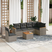Loungeset 7-delig poly rattan grijs