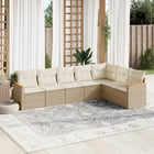 7-Delige Loungeset Met Kussens Poly Rattan Beige