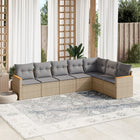 7-Delige Loungeset Met Kussens Poly Rattan Gemengd Beige